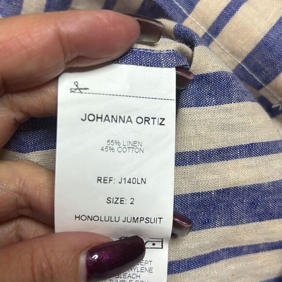 Johanna Ortiz linen/cotton blend Striped Strapless Jumpsuit, US2 - Picture 9 of 9